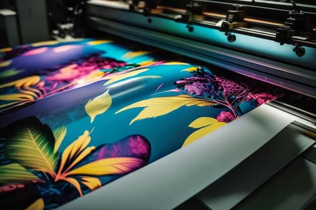 colorful graphic print emerging from offset printing press highlighting vibrancy freepik