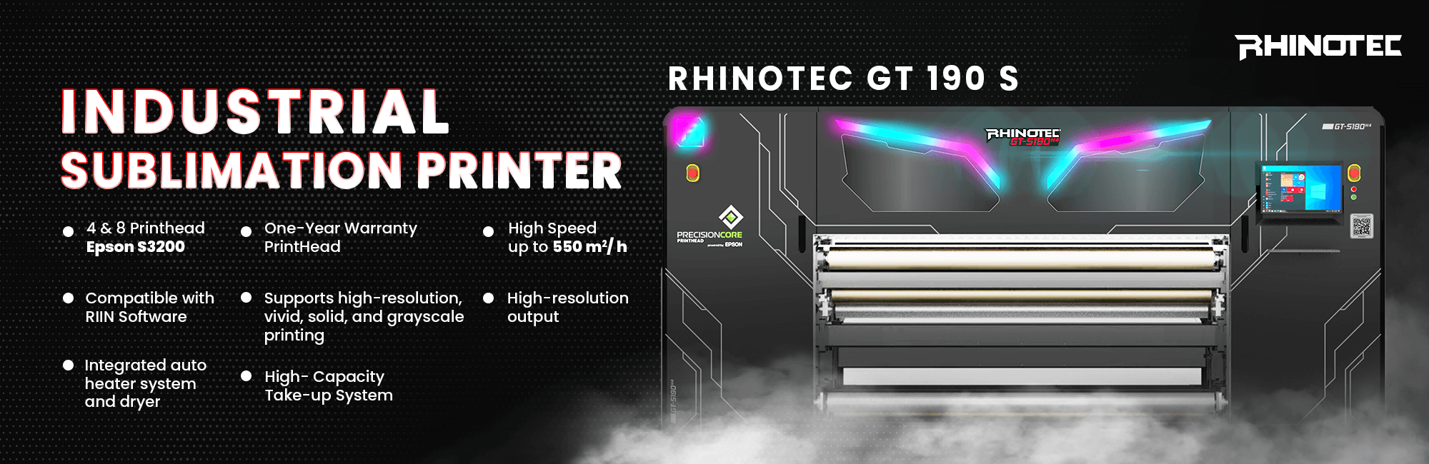 RHINOTEC GT-190-S SUBLIMATION MACHINE PRINTING FOR INDUSTRIAL